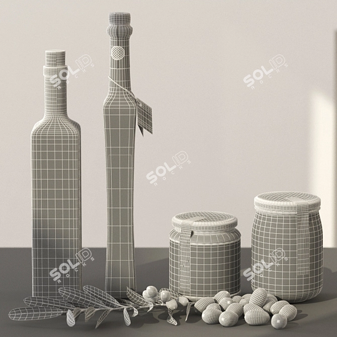 Mediterranean Olive and Oil Set 3D model image 2