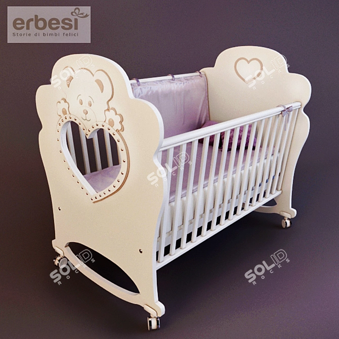 Erbesi Cucciolo: Stylish & Safe Baby Cot 3D model image 1