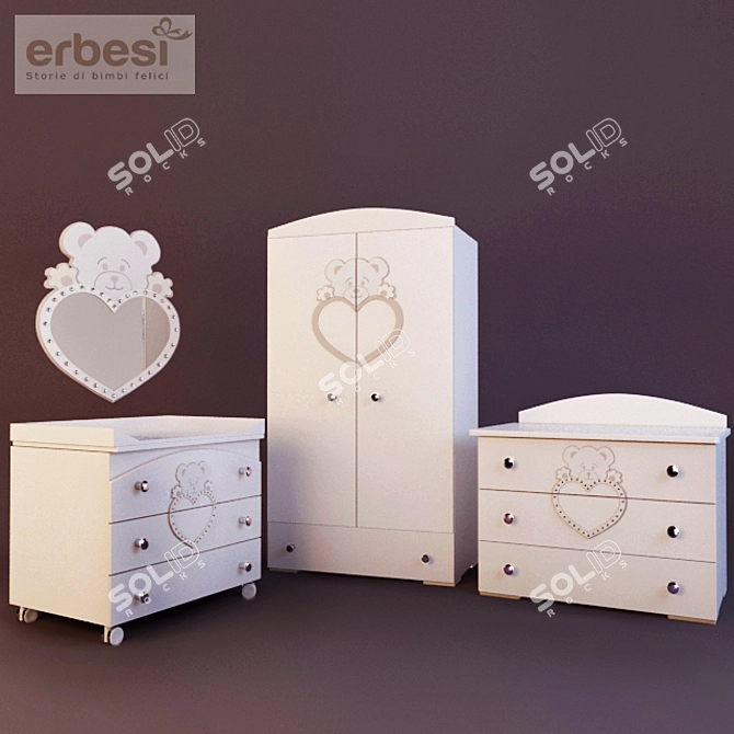 Erbesi Cucciolo Nursery Furniture 3D model image 1