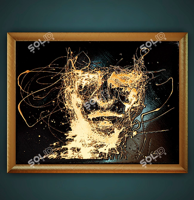 Title: Engraved & Gilded Granite Panel 3D model image 1