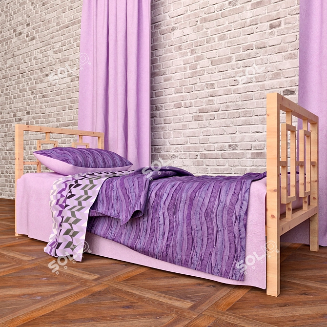 Nursery Bedding with Curtains 3D model image 1