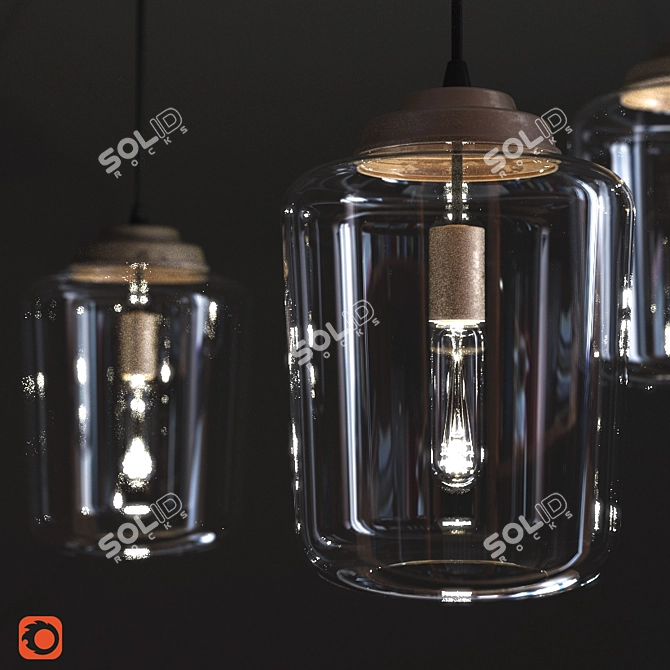 Elegant Glass Pendant Light 3D model image 1