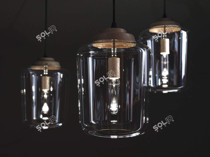 Elegant Glass Pendant Light 3D model image 2