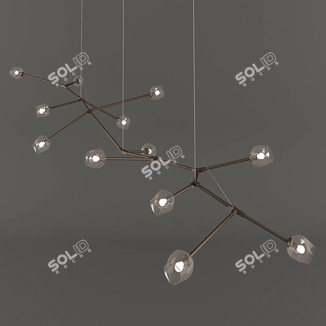 Gilded Branch Lamp 3D model image 1