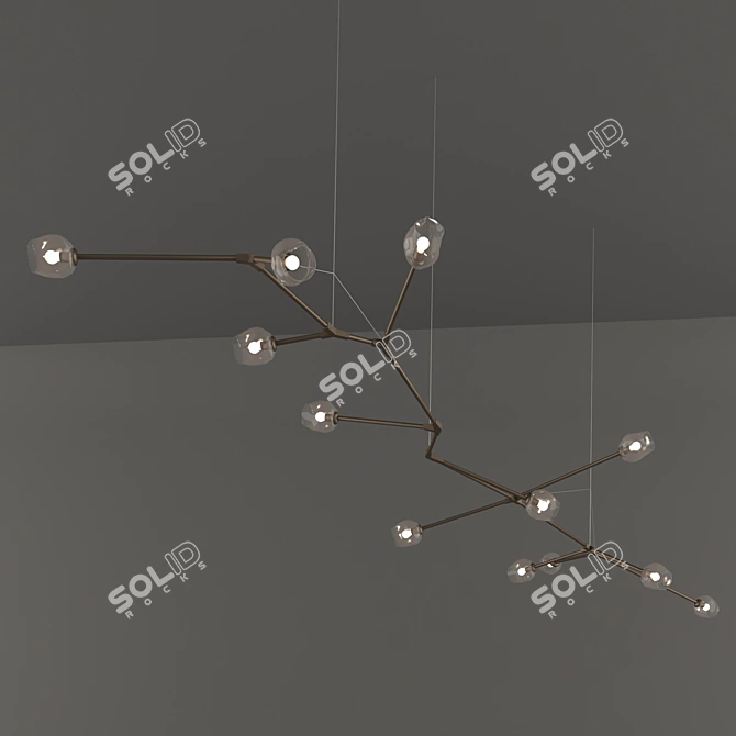 Gilded Branch Lamp 3D model image 3