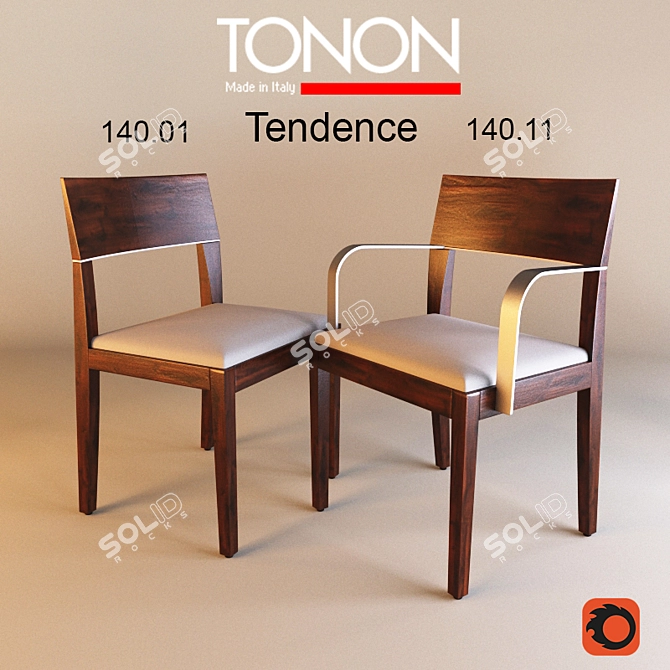 Elegant Tonon Tendence Leather Chair 3D model image 1