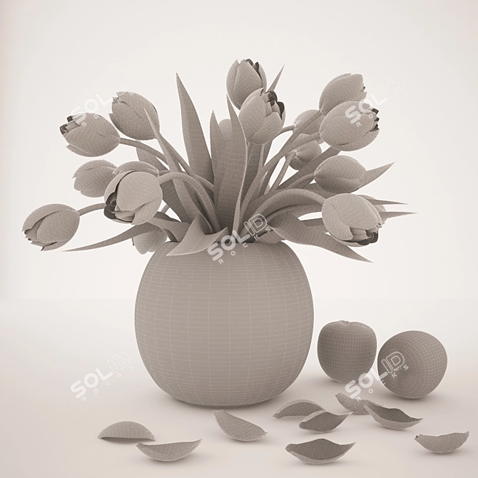 Elegant White Tulips in Vase 3D model image 3