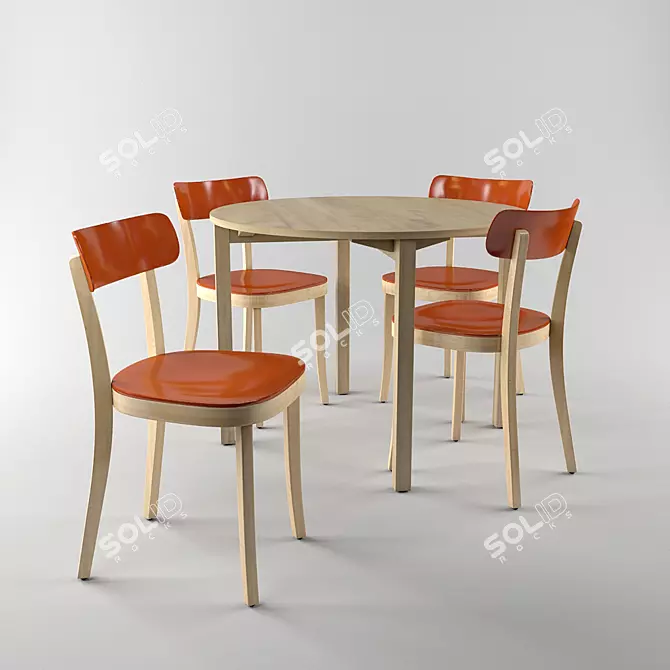 Elegant Basel Chair & Periferia Round Table 3D model image 1