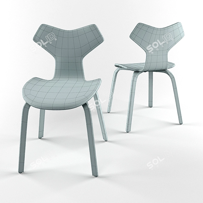 Sleek Arne Jacobsen Chair 3D model image 3