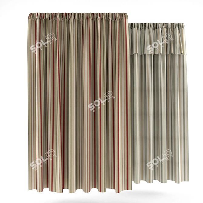 Contemporary Drapes | 2.40M Height 3D model image 1