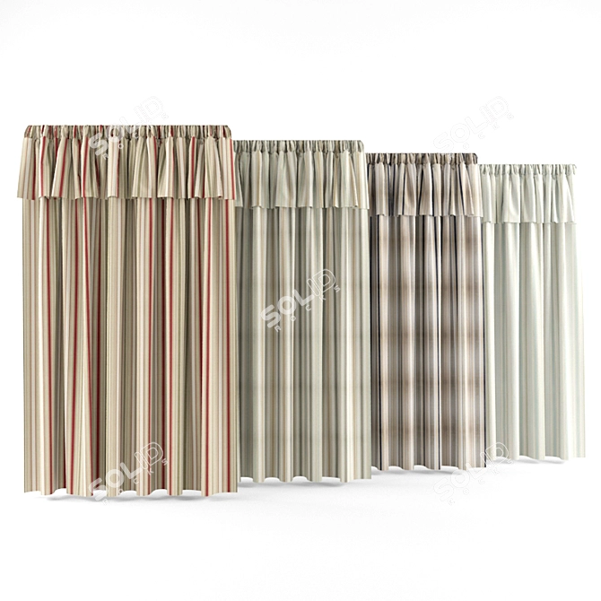 Contemporary Drapes | 2.40M Height 3D model image 2