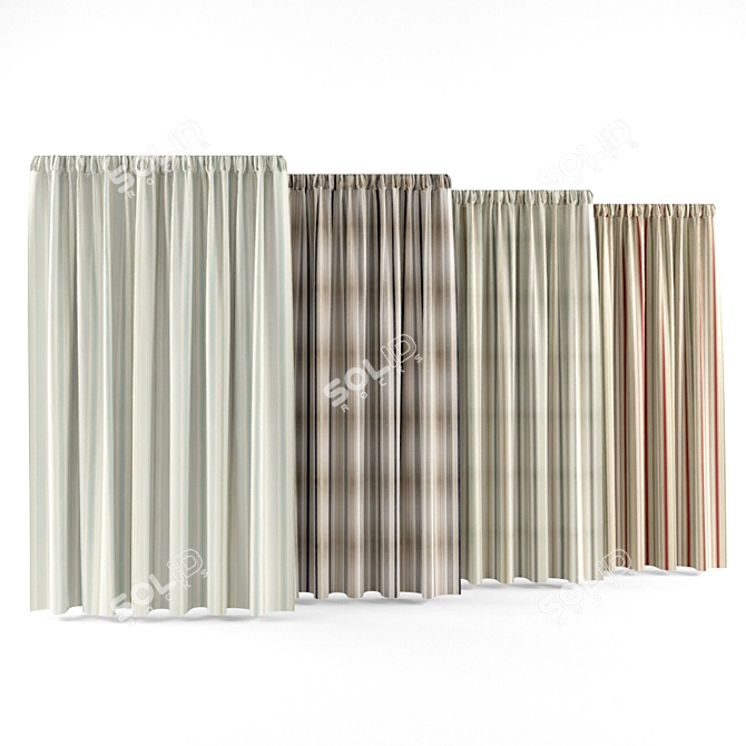 Contemporary Drapes | 2.40M Height 3D model image 3