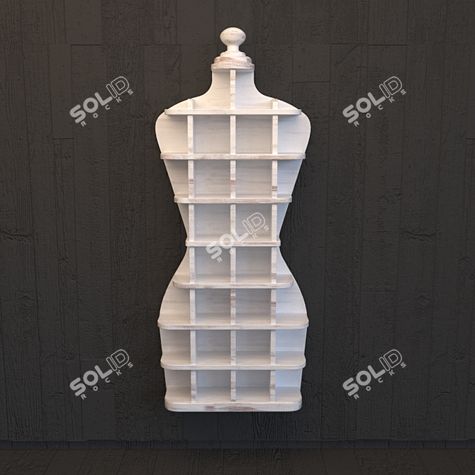  "MAGICAL MARGARET: White Wooden Shelf 3D model image 1