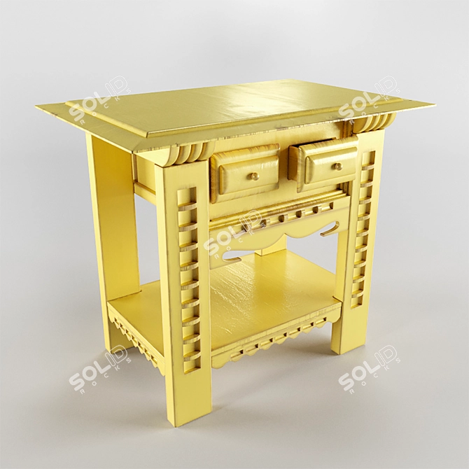 Rustic Wooden Nightstand 3D model image 1