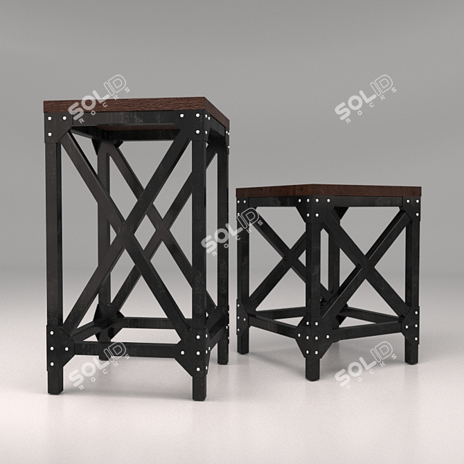 Industrial Loft BAR Chairs and Stools 3D model image 1