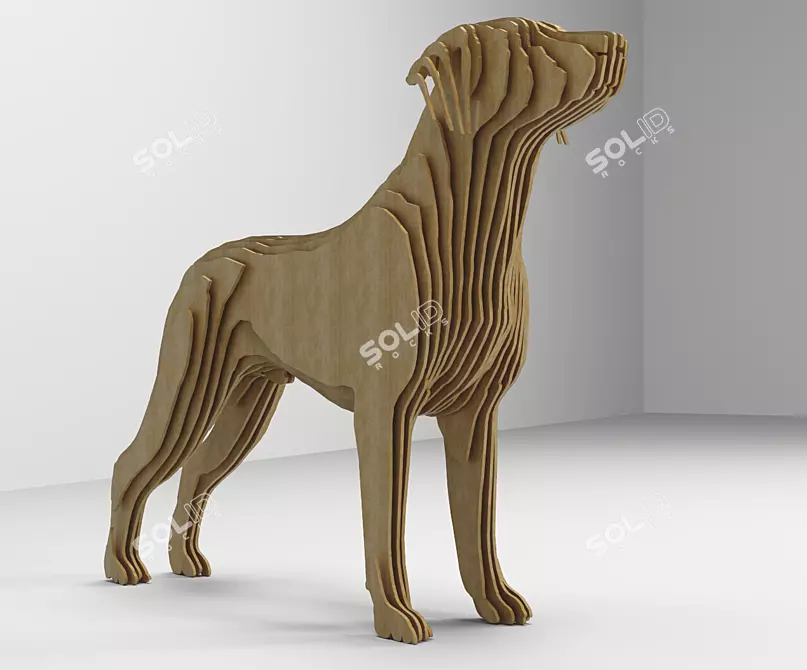 Plywood Pup Sculpture 3D model image 2