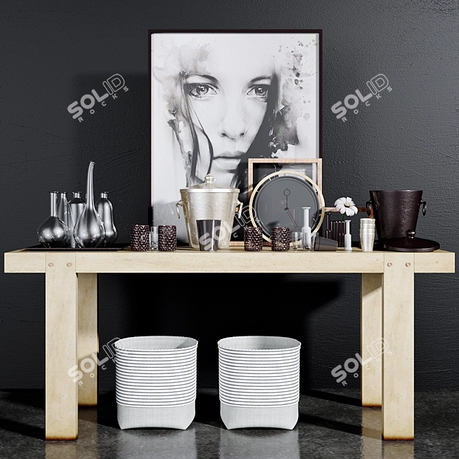 Elegant Console Table Set 3D model image 1