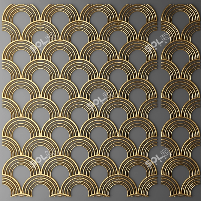 Futuristic 3D Grille Panel 3D model image 1