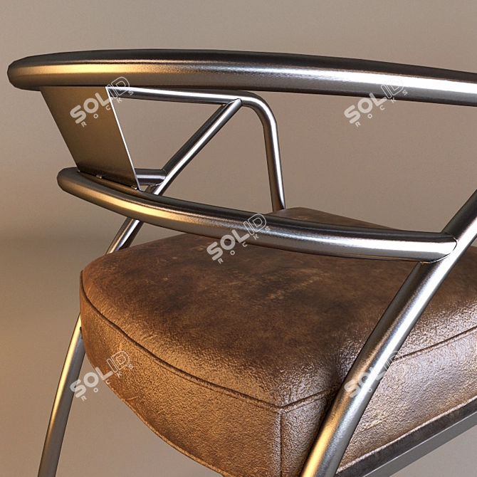 Industrial Loft Armchair: Modern Design, Metal Frame, Genuine Leather 3D model image 3