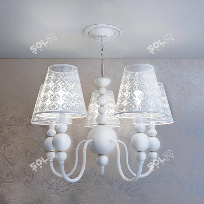 Chic Silk Shade Ceramic Chandelier 3D model image 1