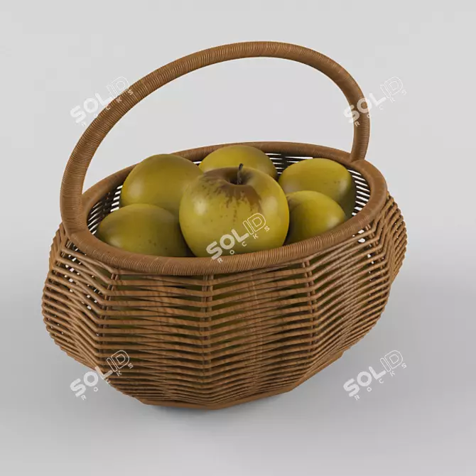 Delicious Orchard Bounty: Basket Full of Apples 3D model image 1