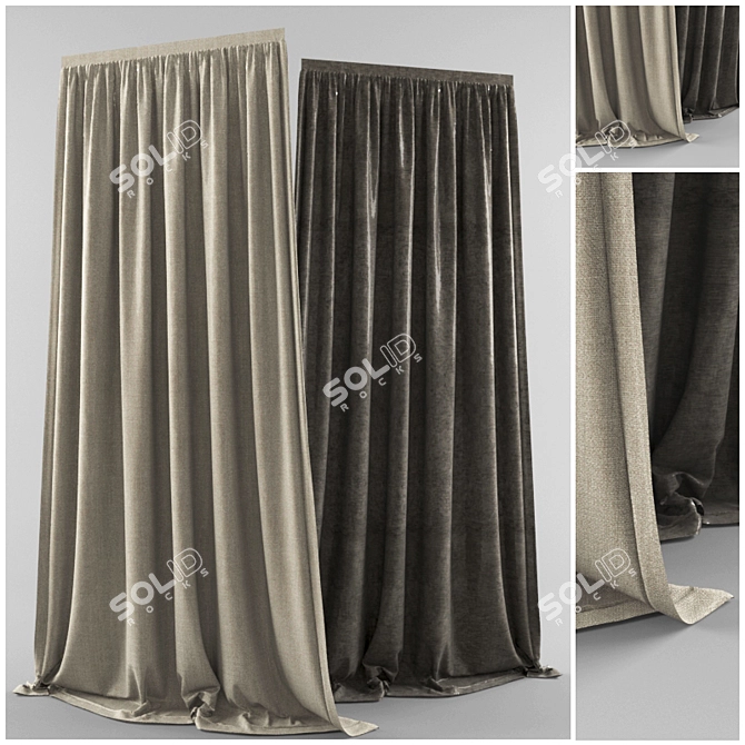 Sleek Mirage: Modern Curtain 3D model image 1