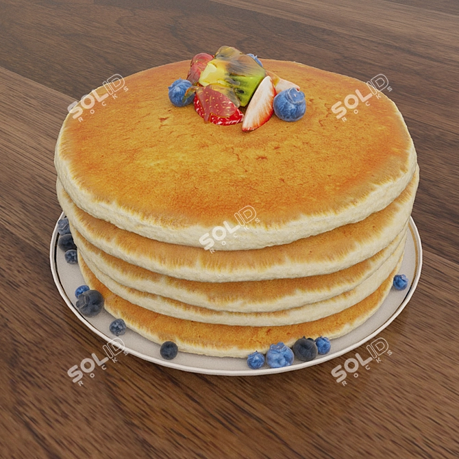 Title: Fruit-filled Pancakes with Honey 3D model image 1