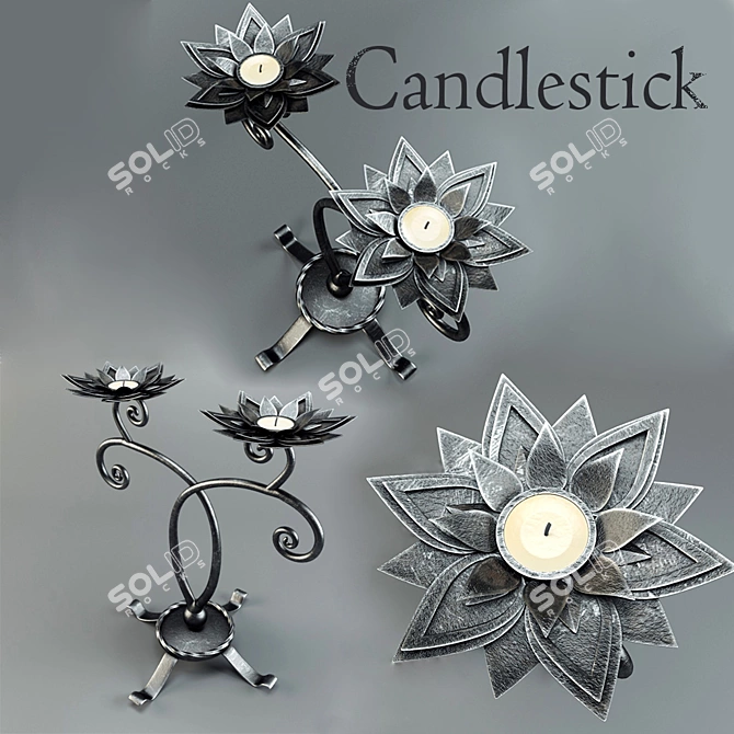 Classic Wrought-Iron Candlestick 3D model image 1