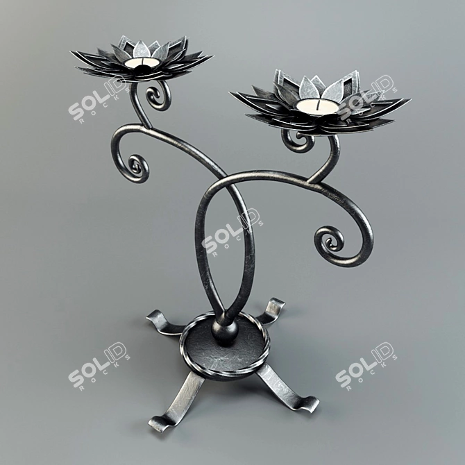 Classic Wrought-Iron Candlestick 3D model image 2