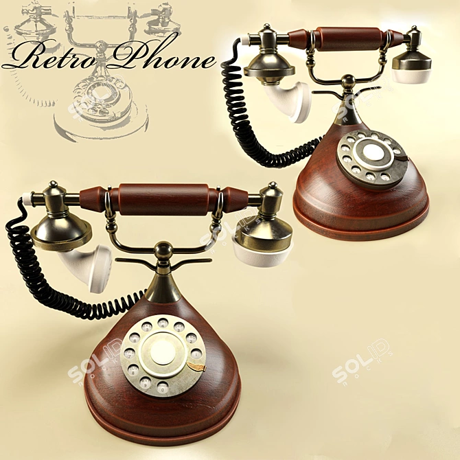 Vintage Retro Phone 3D model image 1