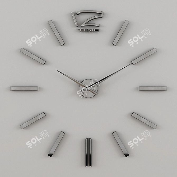 Sleek Silver Wall Clock 3D model image 1