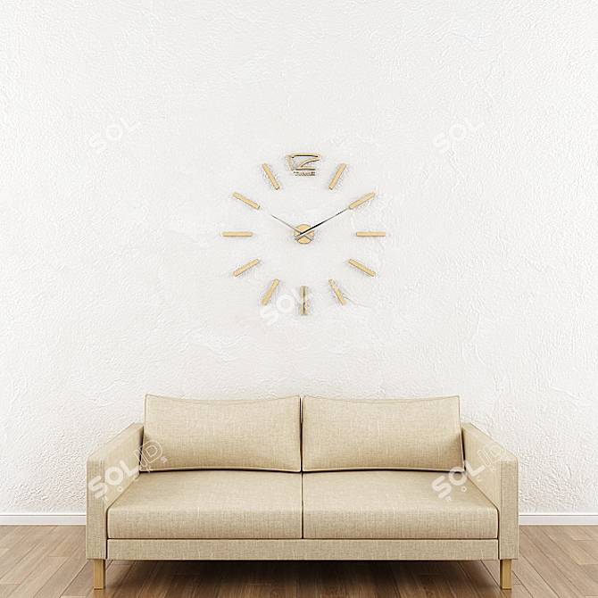 Sleek Silver Wall Clock 3D model image 2