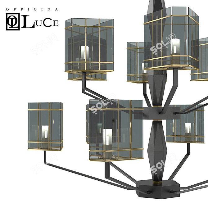 Elegant Glass Chandelier 3D model image 2