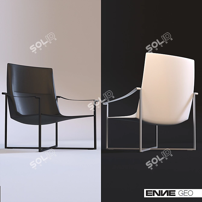 Elegant Geo Chair: Leather & Metal 3D model image 1