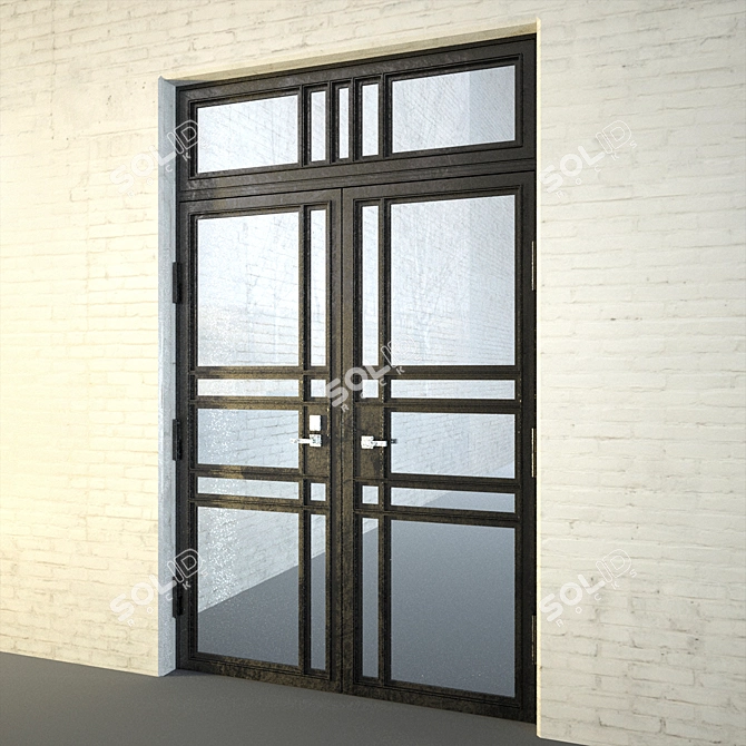 Industrial Metal Loft Door 3D model image 1