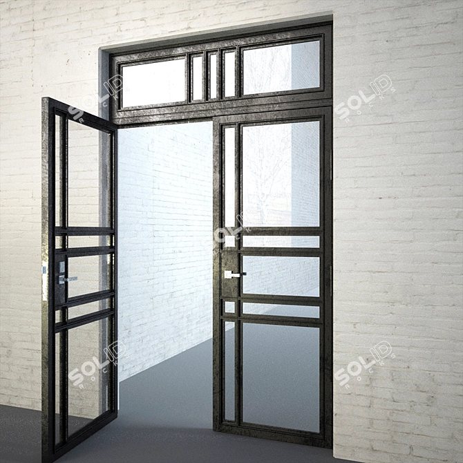 Industrial Metal Loft Door 3D model image 3