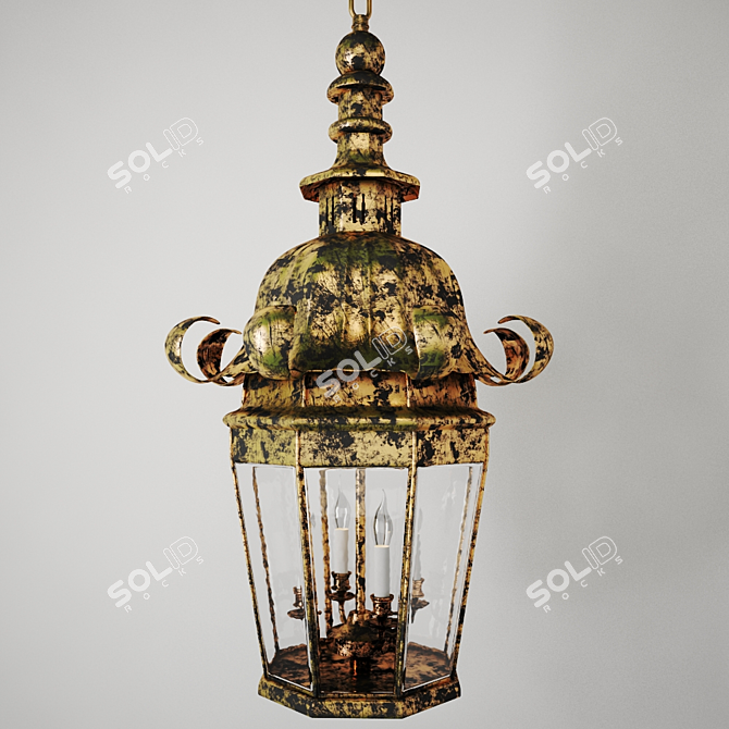 Curly Leaf Hanging Lantern with 4 E14 Bulbs 3D model image 1