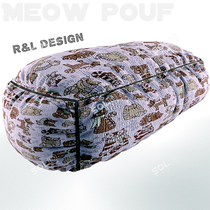 Meow Pouf: Modern 3D Cat-design Seating 3D model image 1