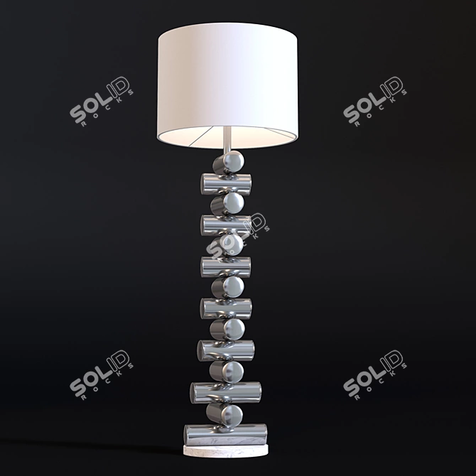 Vintage Italian Steel and Marble Floor Lamp 3D model image 1