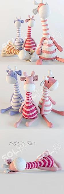 Giraffe Toy Textile 3D model image 1