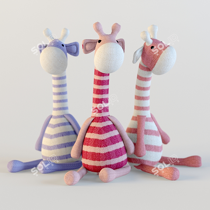 Giraffe Toy Textile 3D model image 2