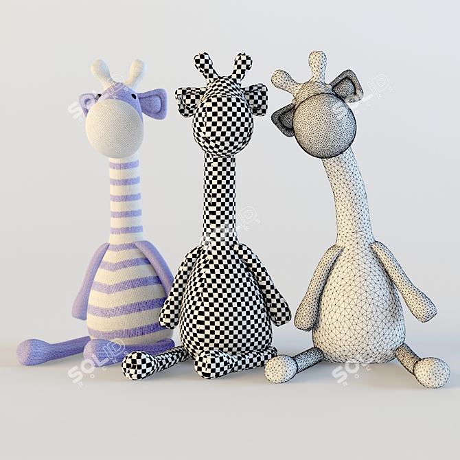 Giraffe Toy Textile 3D model image 3