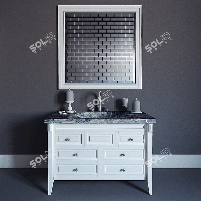 Elegant Classic Bathroom Vanity 3D model image 1