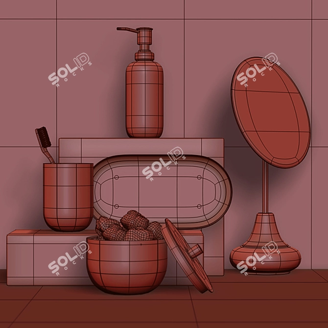 Copper Gleam Bath Set 3D model image 3