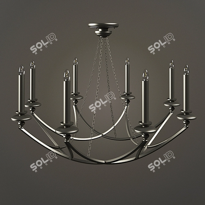 Elegant Silver Liaison Chandelier 3D model image 1