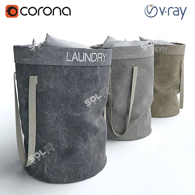 Rustic Canvas Laundry Hamper 3D model image 1