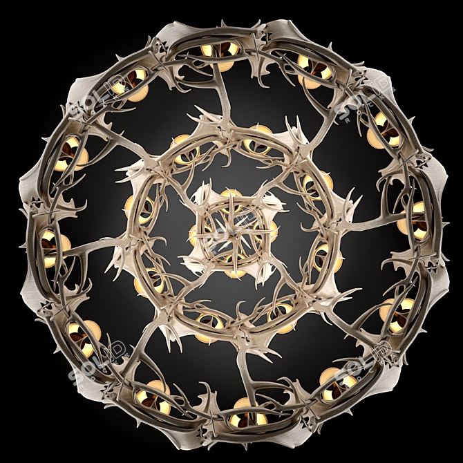 Elegant Antler Chandelier 3D model image 2