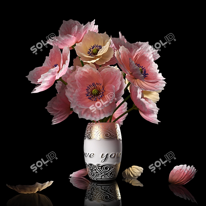 Gorgeous Light Pink Poppies 3D model image 1