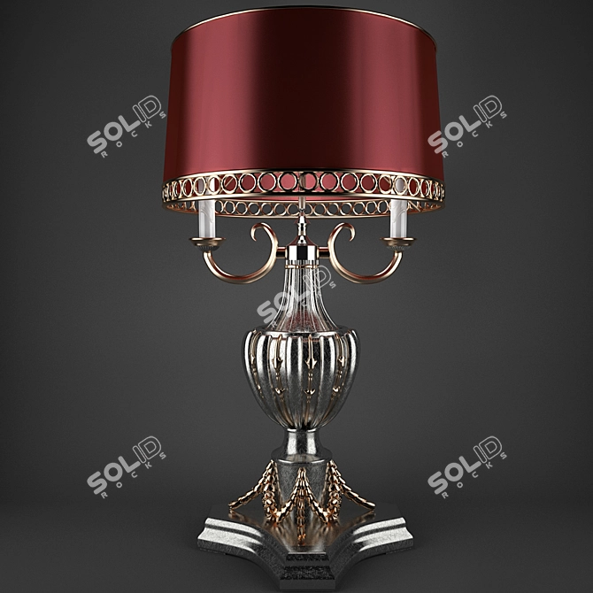 Vintage Bronze Table Lamp 3D model image 1