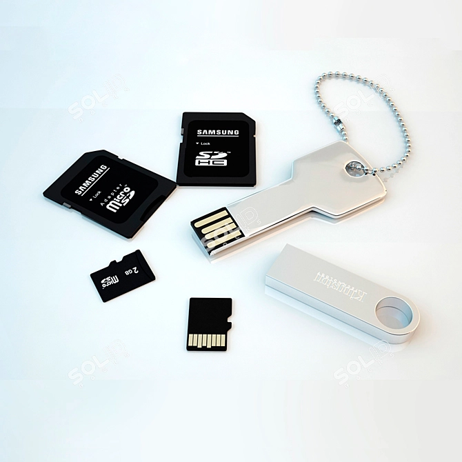 Portable USB Flash Drive Set 3D model image 1